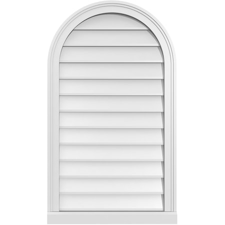 Ekena Millwork Round Top Surface Mount PVC Gable Vent w/ 2"W x 2"P Brickmould Sill Frame, 22"W x 38"H GVPRT22X3803SN